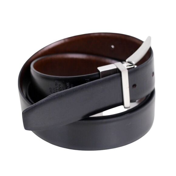 Nordstrom BLACK BROWN REAL LEATHER 1 1/8"Wd REVERSIBLE CASUAL DRESS BELT 38 (13M - Picture 9 of 16